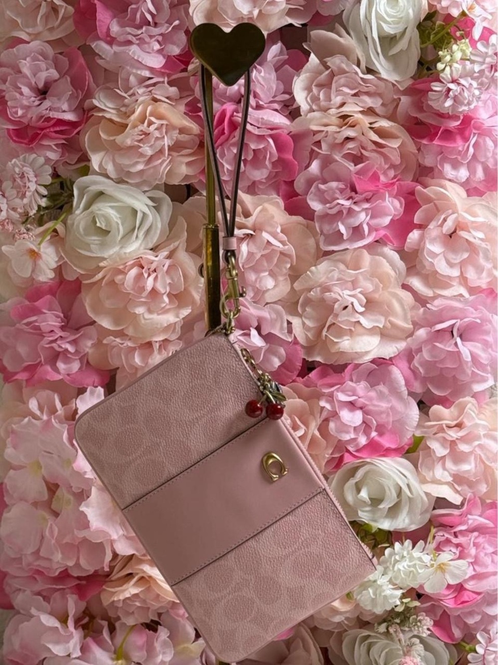 Powder Pink Coach Wristlet with Charms - NWT